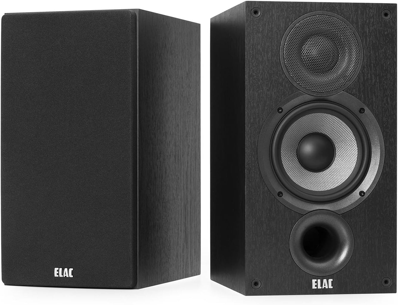 ELAC - Debut 2.0 5.25" Bookshelf Speakers with MDF Cabinets, Black 