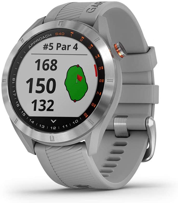 Garmin - Approach S40 Stylish Lightweight GPS Golf Smartwatch, Gray/Stainless Steel