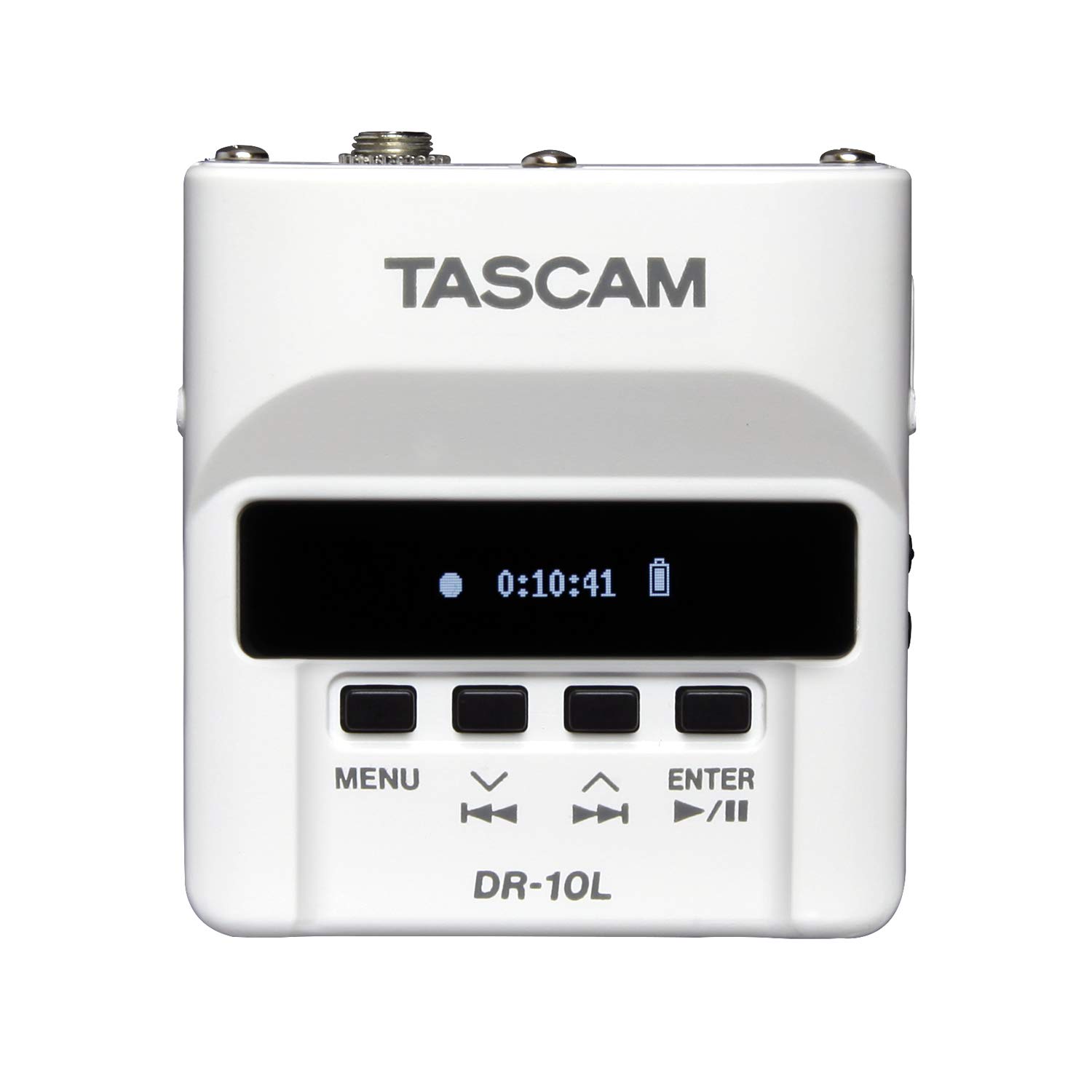 Tascam - Micro Portable Digital Audio Recorder with Lavalier Microphone, AV recording, interview recording 24-Bit/48 kHz BWAV File Format, White (DR-10WL)
