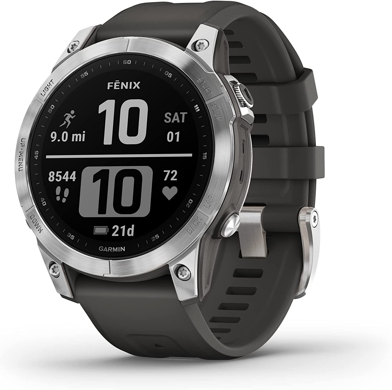 Garmin - Fenix 7 Standard Edition, Adventure Bluetooth Touchscreen Smartwatch, Silver with Graphite Band