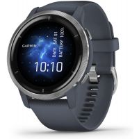Garmin - Venu 2, GPS Fitness Smartwatch, Blue Case and Silicone Band