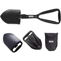 SOG - Entrenching Tool, 18.25 Inch Folding Survival Shovel with Wood Saw Edge and Tactical Carry Case, Black