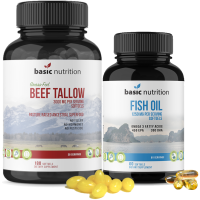 Basic Nutrition - Ancestral Essentials |Beef Tallow & Fish Oil Softgels, 3000mg & 1250mg, EPA/DHA, No Hormones, Non-GMO, Gluten-Free