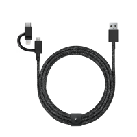 Native Union Belt Cable Universal - 6.5ft Ultra-Strong Reinforced [Apple MFi Certified] Durable Charging Cable with 3-in-1 Adaptor for Lightning, USB-C and Micro-USB Devices (Black)