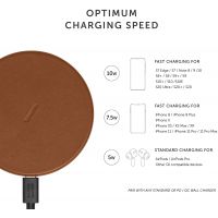 Native Union Classic Leather Wireless Charger – High-Speed [Qi Certified] 10W Handcrafted Italian Leather Charging pad – Compatible with iPhone 11/11 Pro/11 Pro Max/XS/XS Max/XR/X/8/8 Plus (Brown)